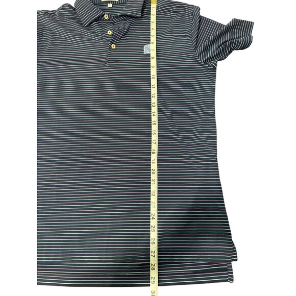 Peter Millar Summer Comfort Polo Navy Striped Shirt Logo Golf Mens Size M - Picture 5 of 7